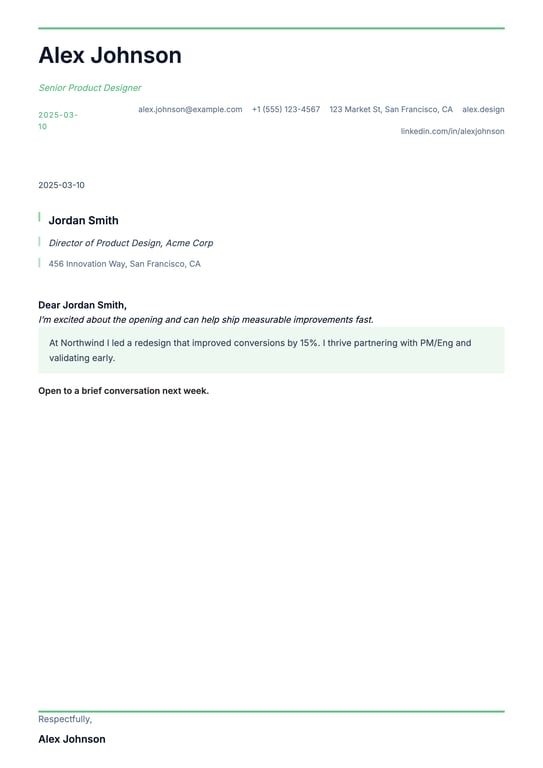 Elegant Script Accent Cover Letter preview