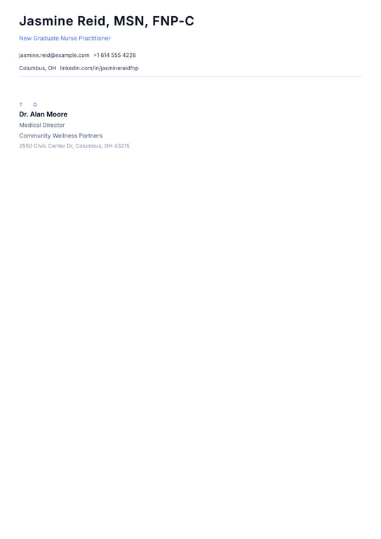 New Grad Nurse Practitioner Cover Letter Example