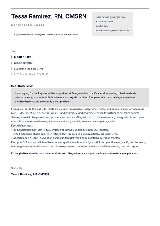 Elegant Crest Panel Cover Letter preview