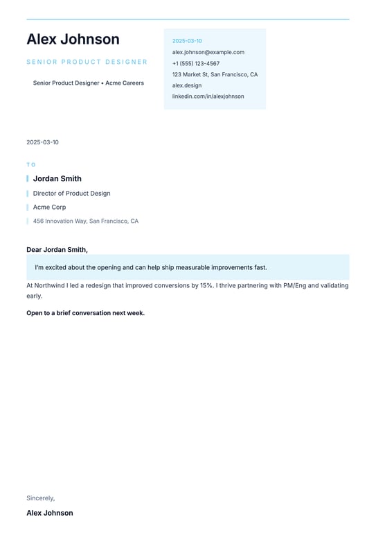 Elegant Crest Panel Cover Letter preview