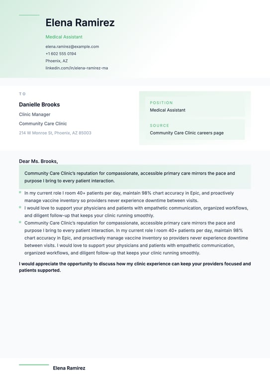 Creative Accent Column Cover Letter preview