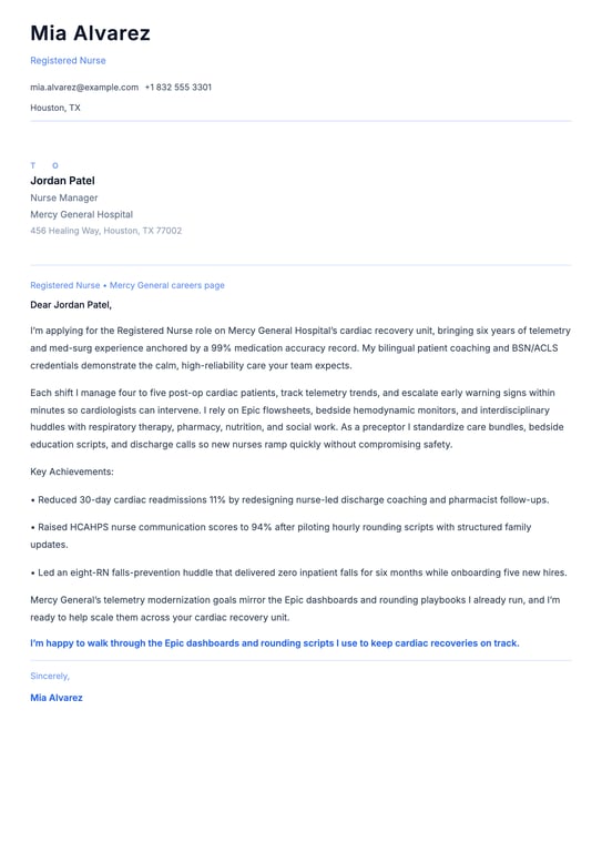 Nursing Cover Letter Example