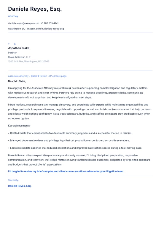 Attorney Cover Letter Example