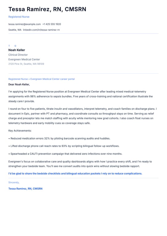 Registered Nurse Cover Letter Example
