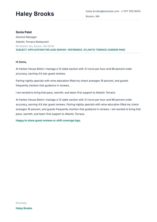 Simple Direct Cover Letter preview