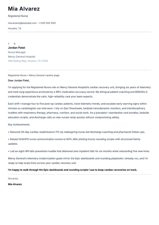 Nursing Cover Letter Example