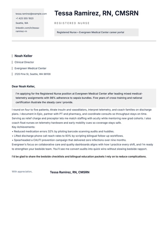 Elegant Linen Sidebar Cover Letter preview