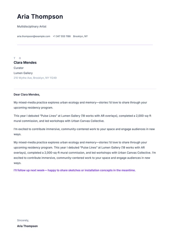 Simple Clear Letter Cover Letter preview