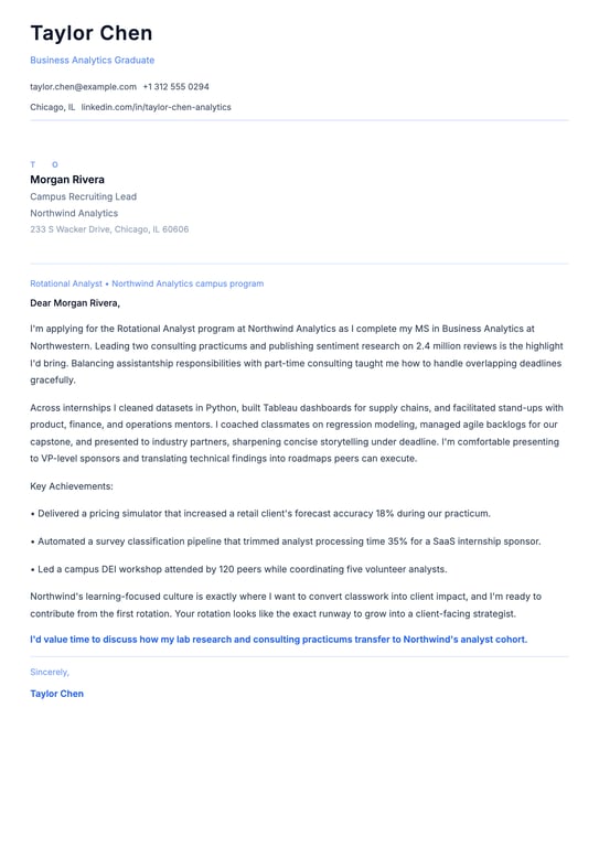 Graduate Cover Letter Example