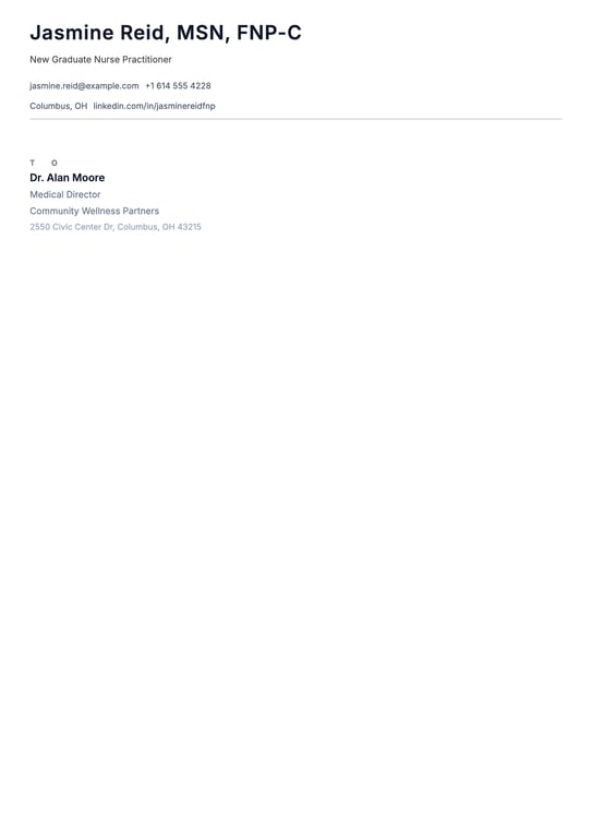 New Grad Nurse Practitioner Cover Letter Example