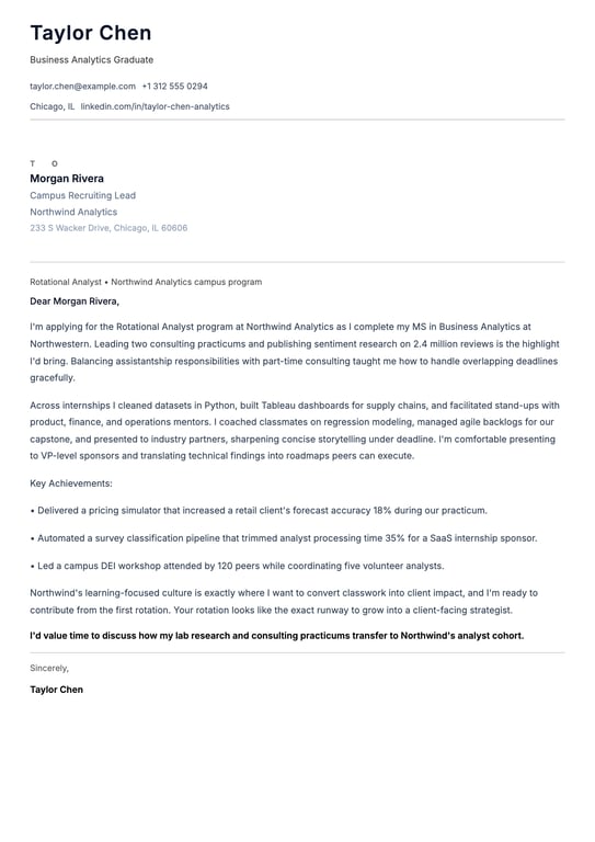 Graduate Cover Letter Example