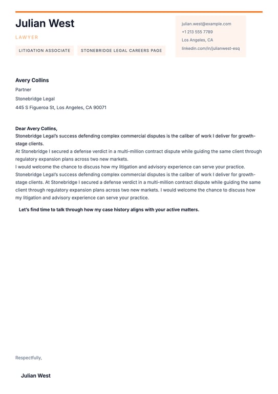 Professional Executive Column Cover Letter preview