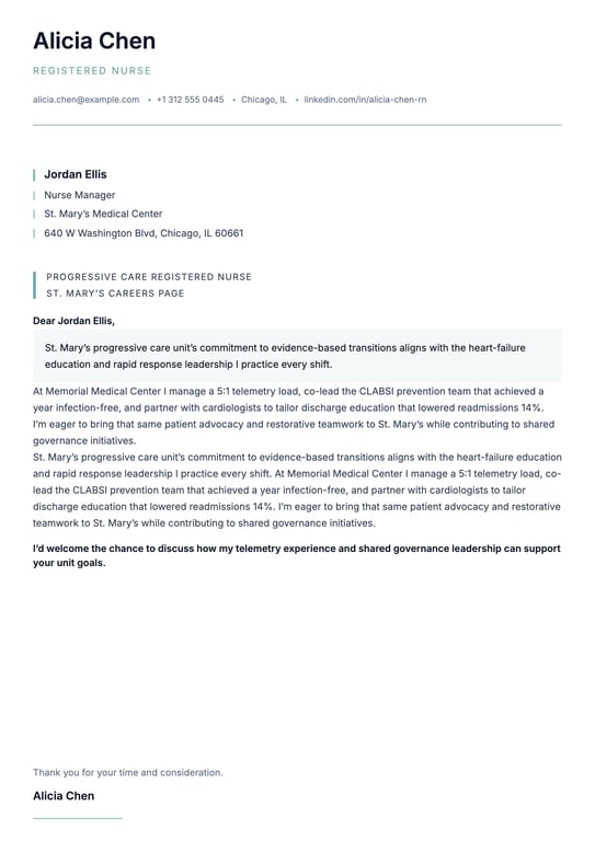 Professional Pillar Spotlight Cover Letter preview