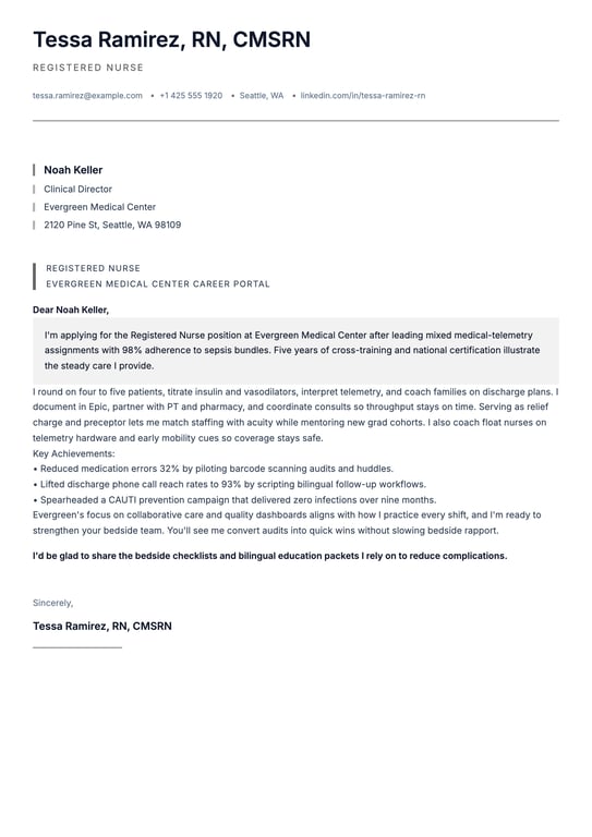 Professional Pillar Spotlight Cover Letter preview