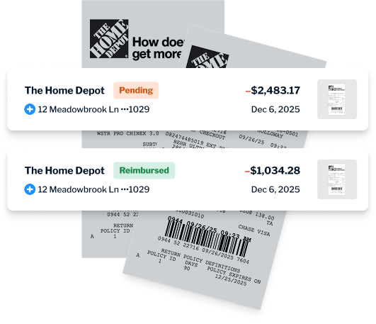 Expenses from Home Depot from linked credit cards assigned to Buildplus projects