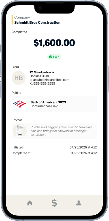 Mobile preview for sending a payment