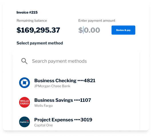 Bank payment setup