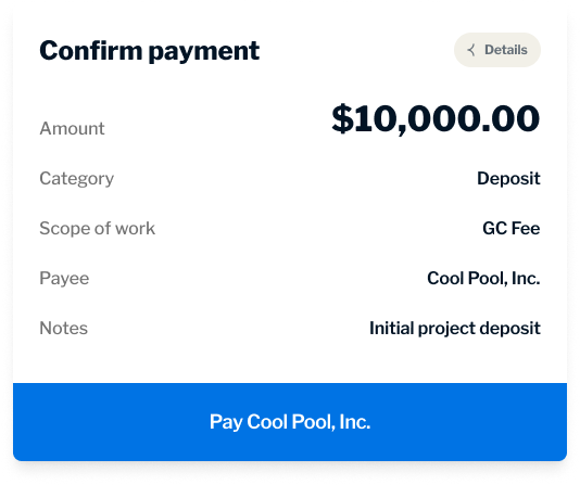 Confirm and send payment