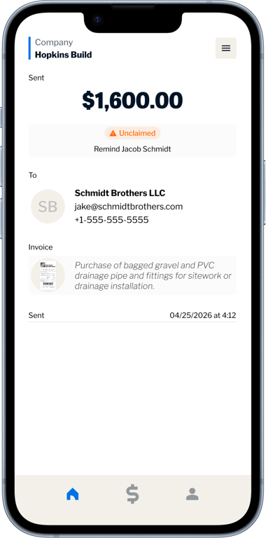 Mobile preview for adding payment details