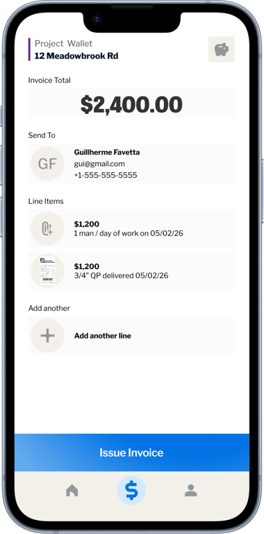 Mobile preview for finalizing an invoice