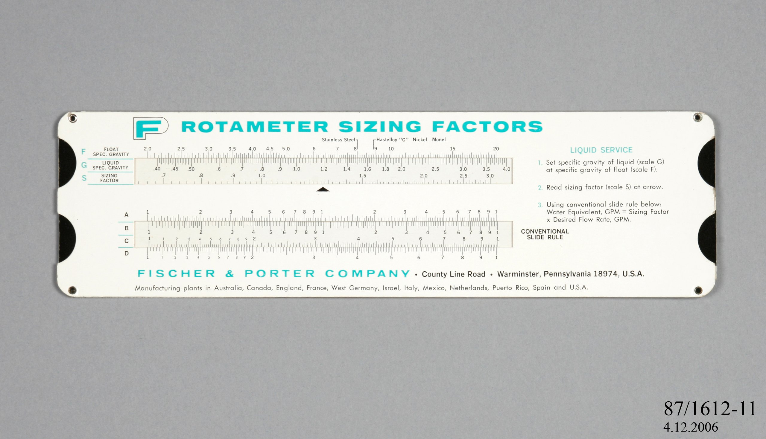 A Rotameter slide rule