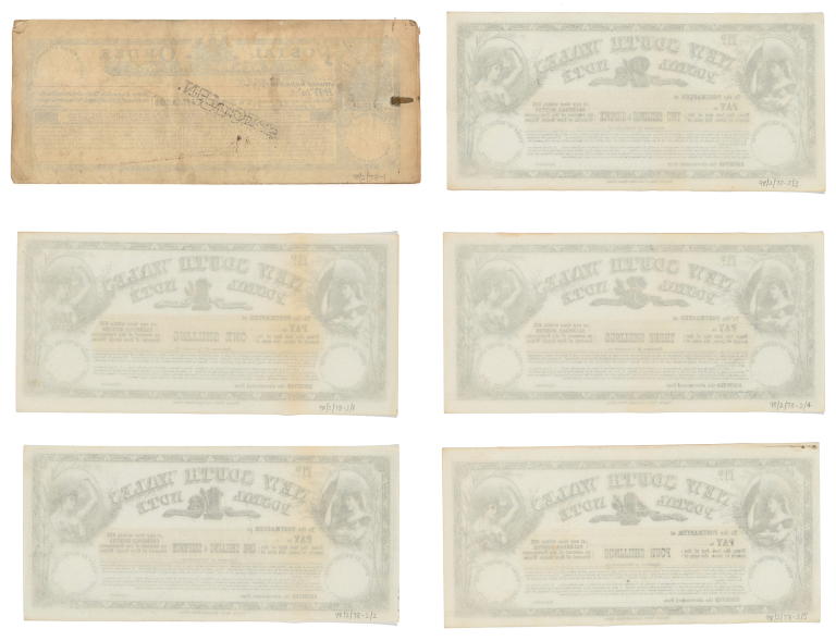 Postal note specimens