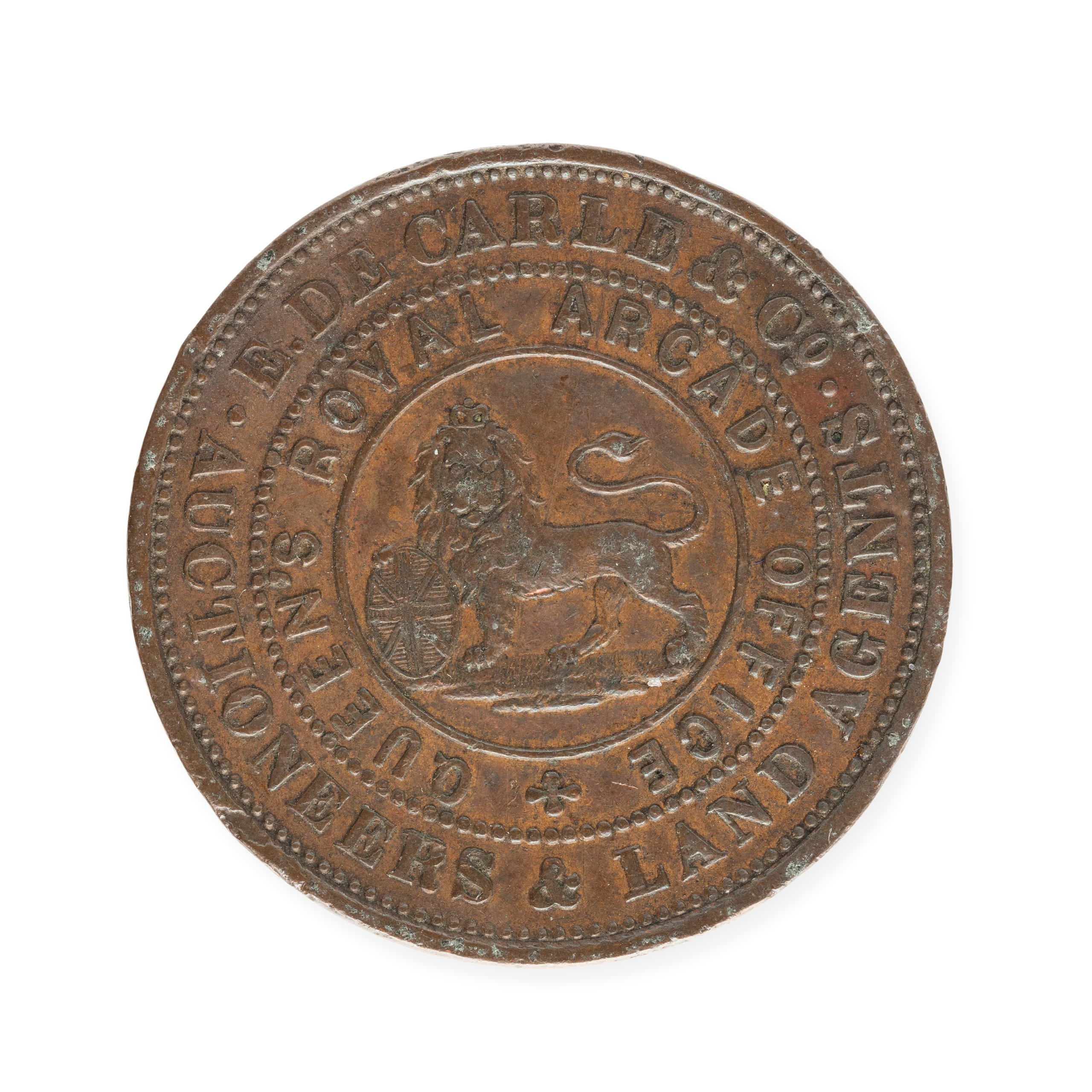 Australia penny token for E. De Carle & Co