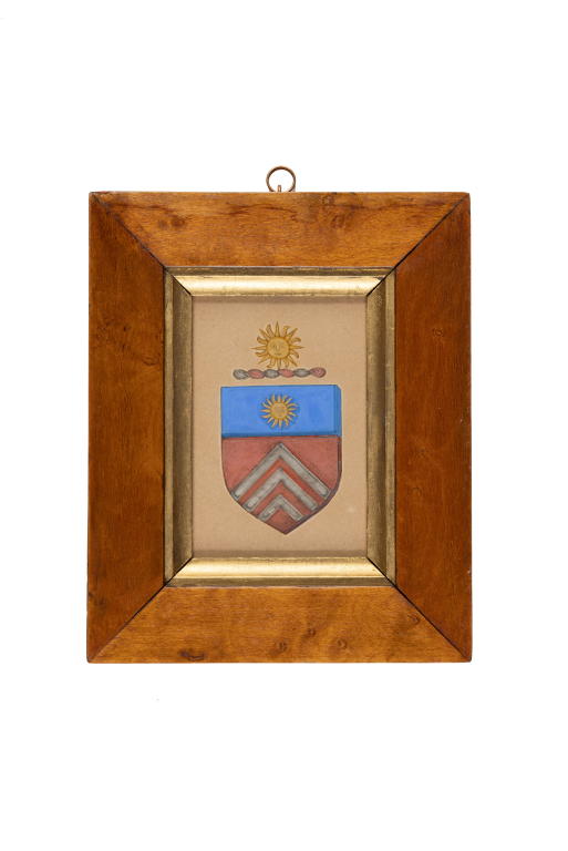 Framed watercolour painting of the crest of Foveaux