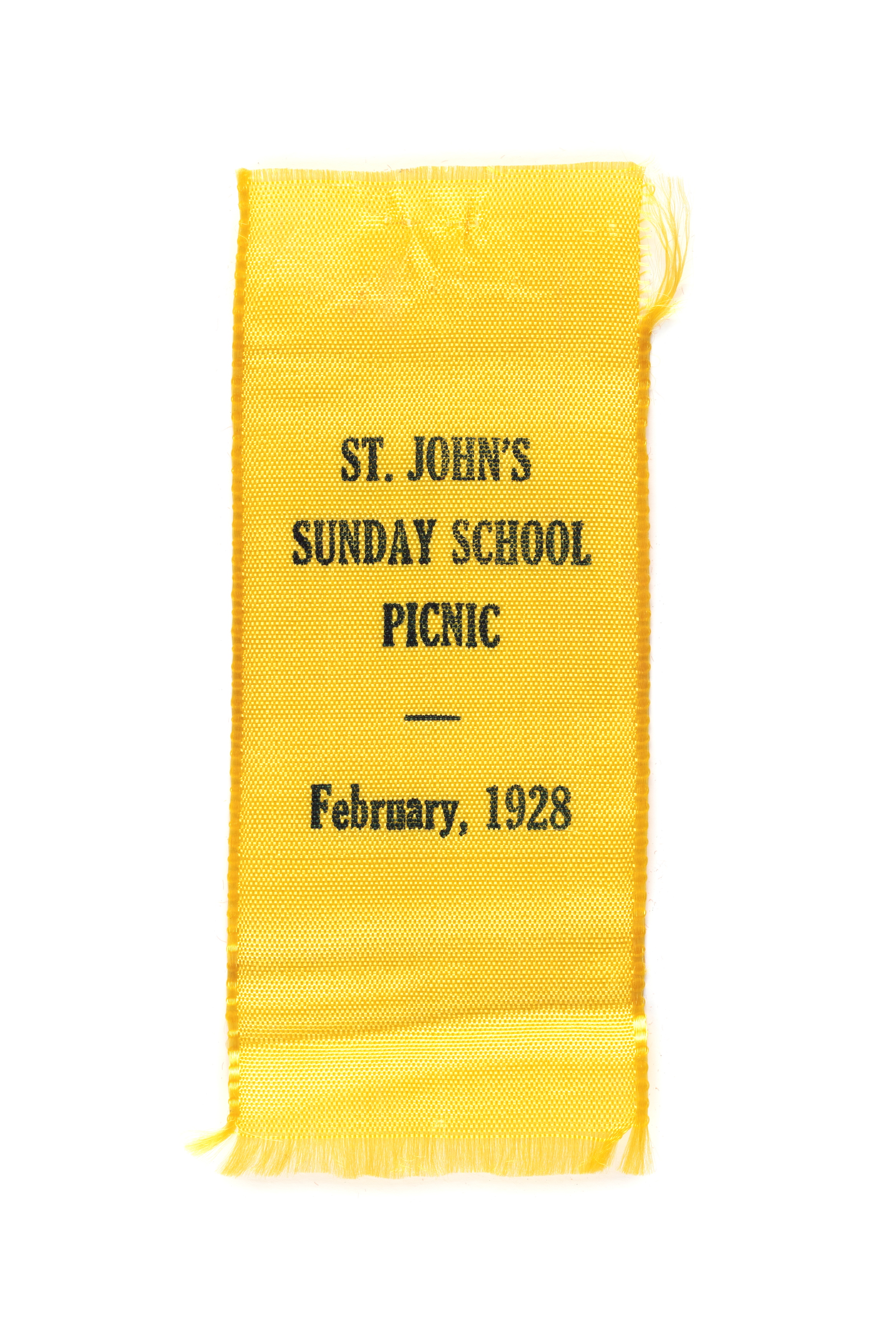 Ribbon commemorating St Johns Church Sunday School Picnic