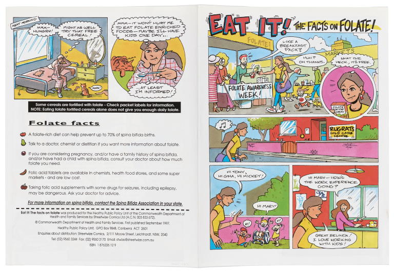"Eat it! the facts on folate' comic by Streetwize Comics