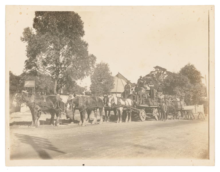 Photograph of horse team moving star camera