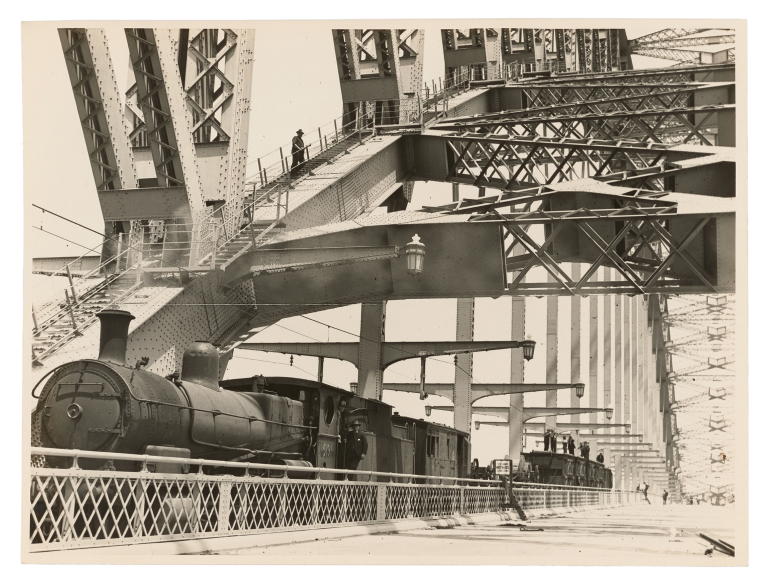 Photograph of a train and carriages on Harbour Bridge