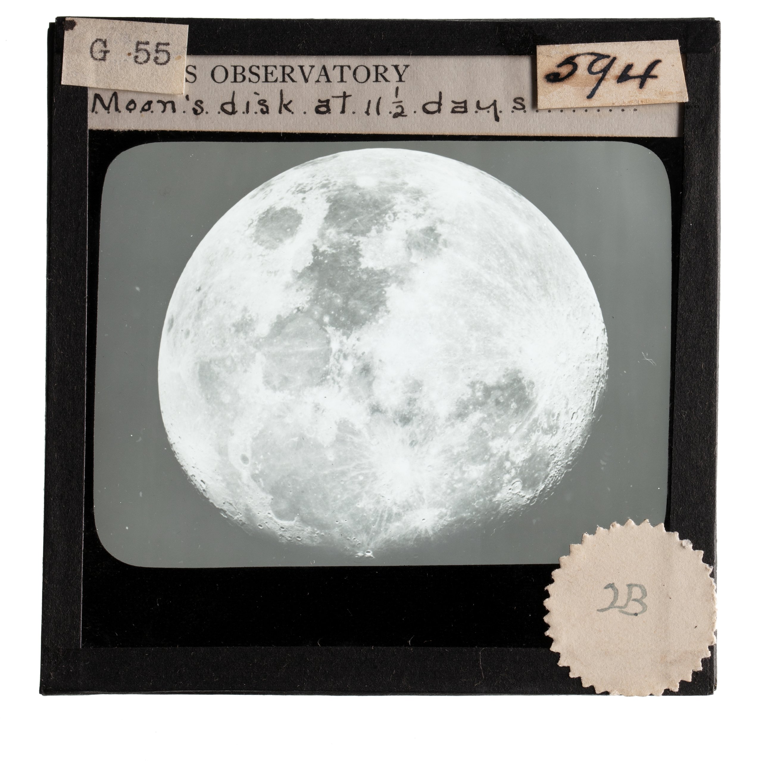 Glass plate slide showing moon at 11.5 days