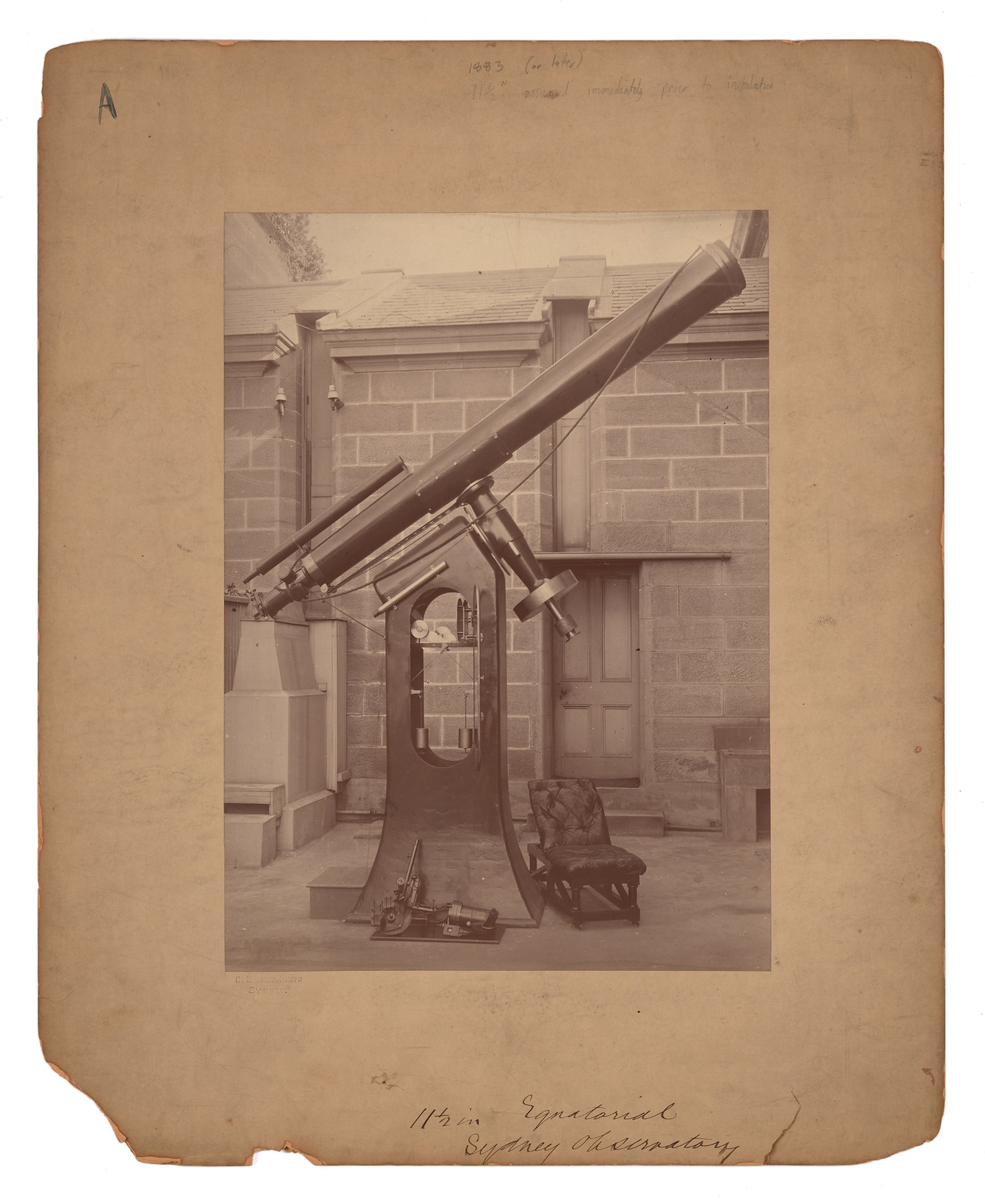 Photograph of equitorial telescopea at Sydney Observatory
