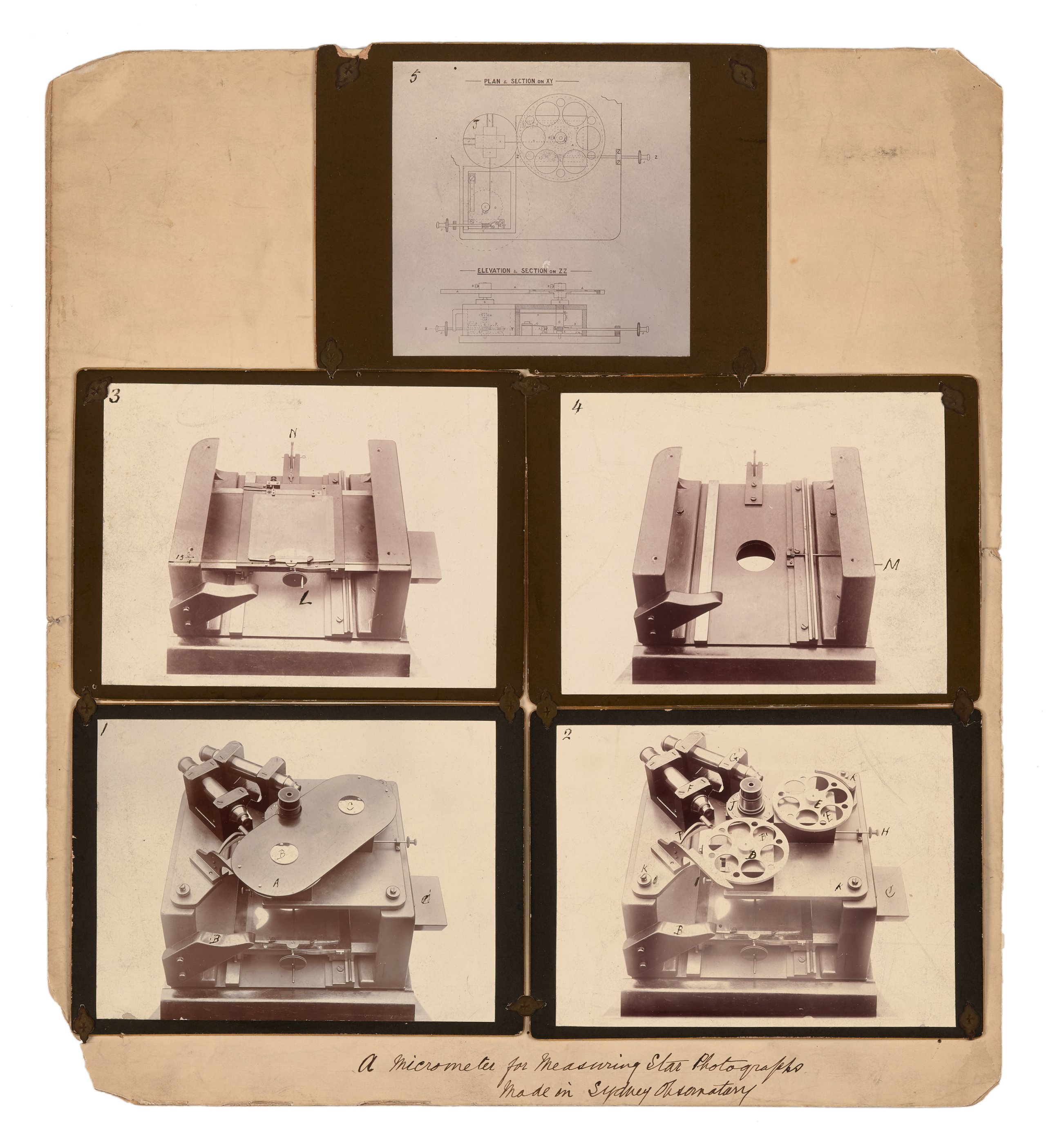 Photograph of photographic composite micrometers used by Sydney Observatory