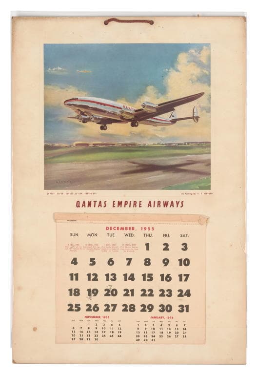 Powerhouse Collection - Qantas Empire Airways Ltd calendar painting by D C  Morgan