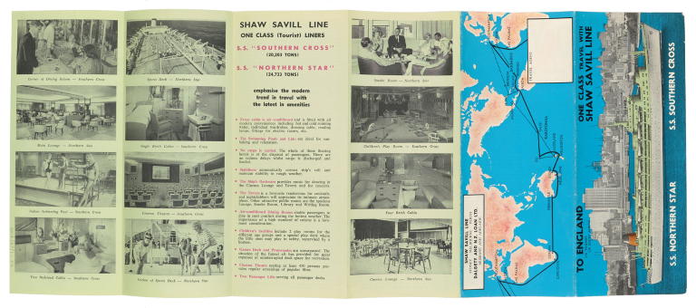 Travel pamphlet for Shaw Saville Line