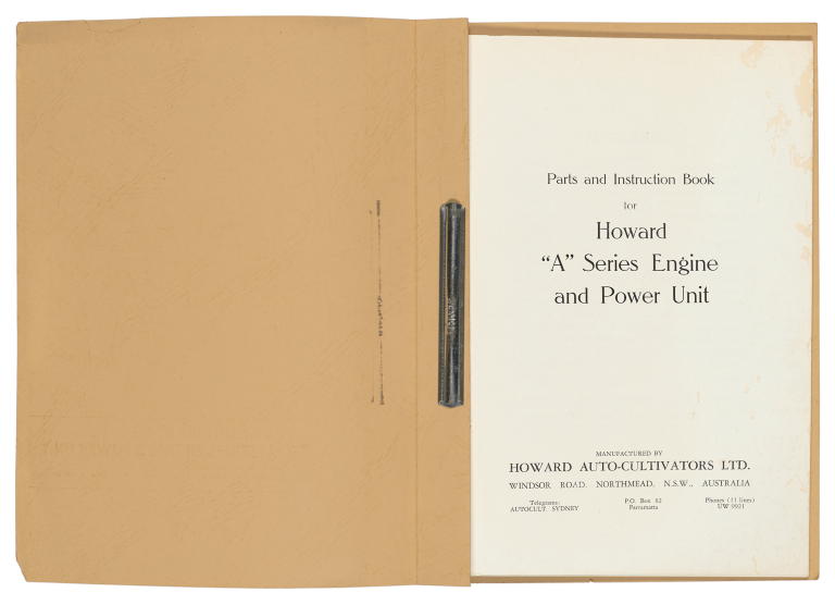 'Howard A Series Engine and Power Unit' Instruction and Parts Book