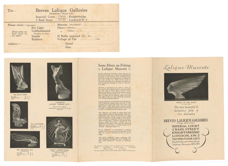 Catalogues and ephemera from the Breves Lalique Galleries