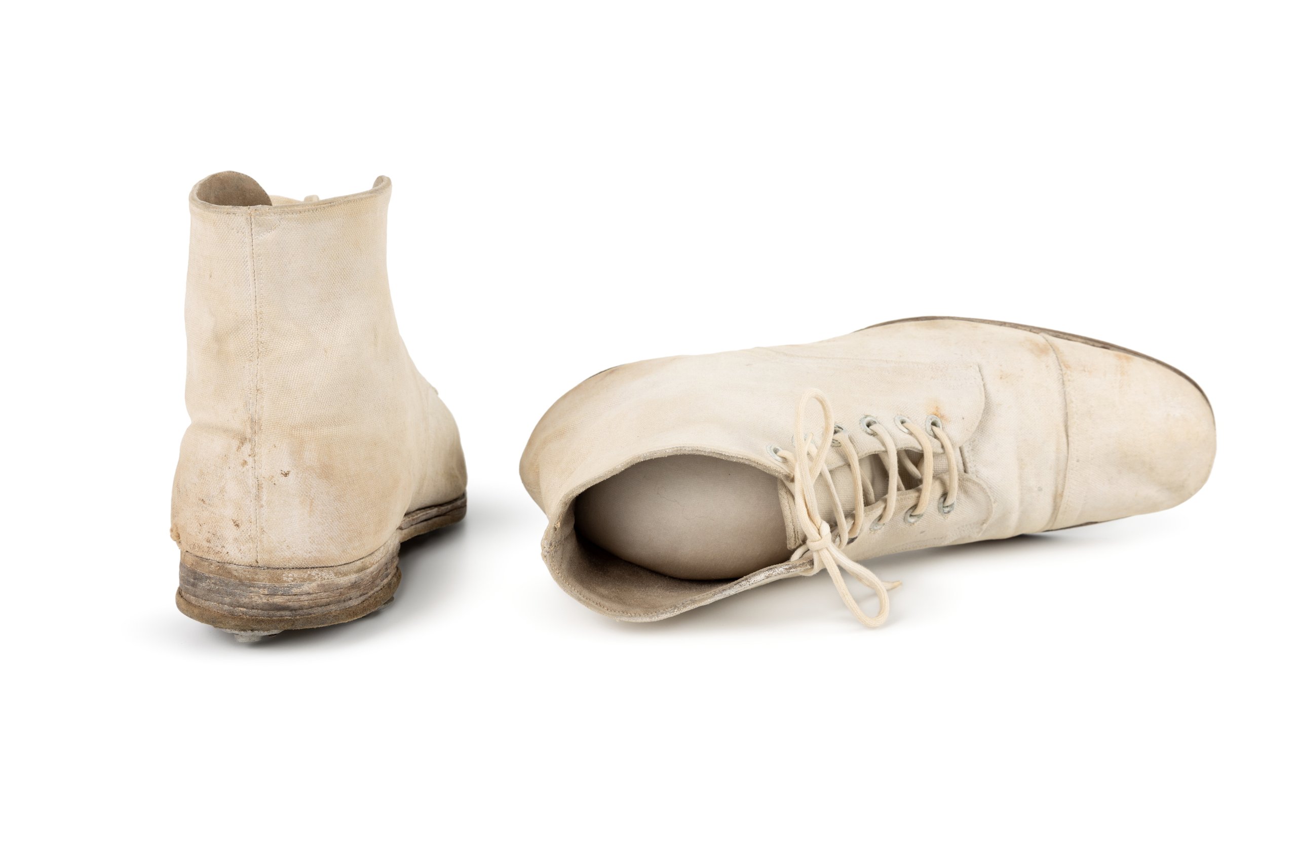 Pair of woodchoppers boots worn by Tom Kirk