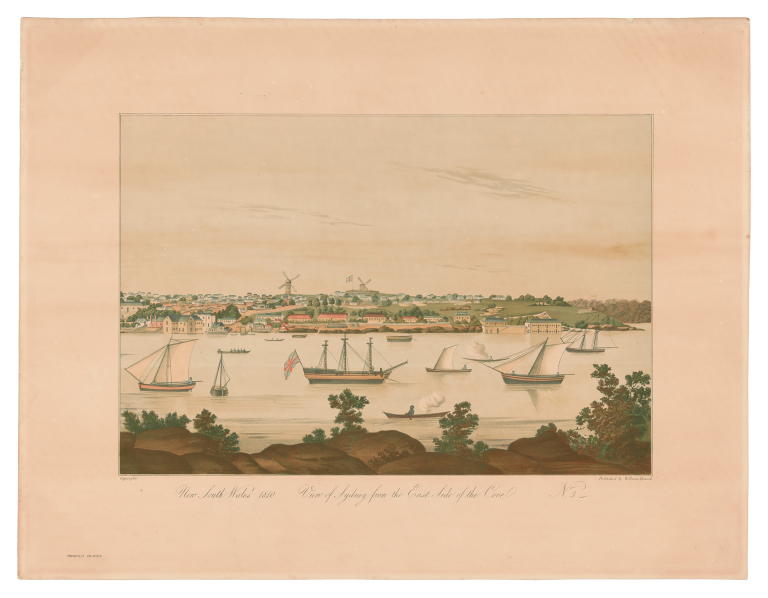 Reissued lithograph of Sydney Cove by John Eyre