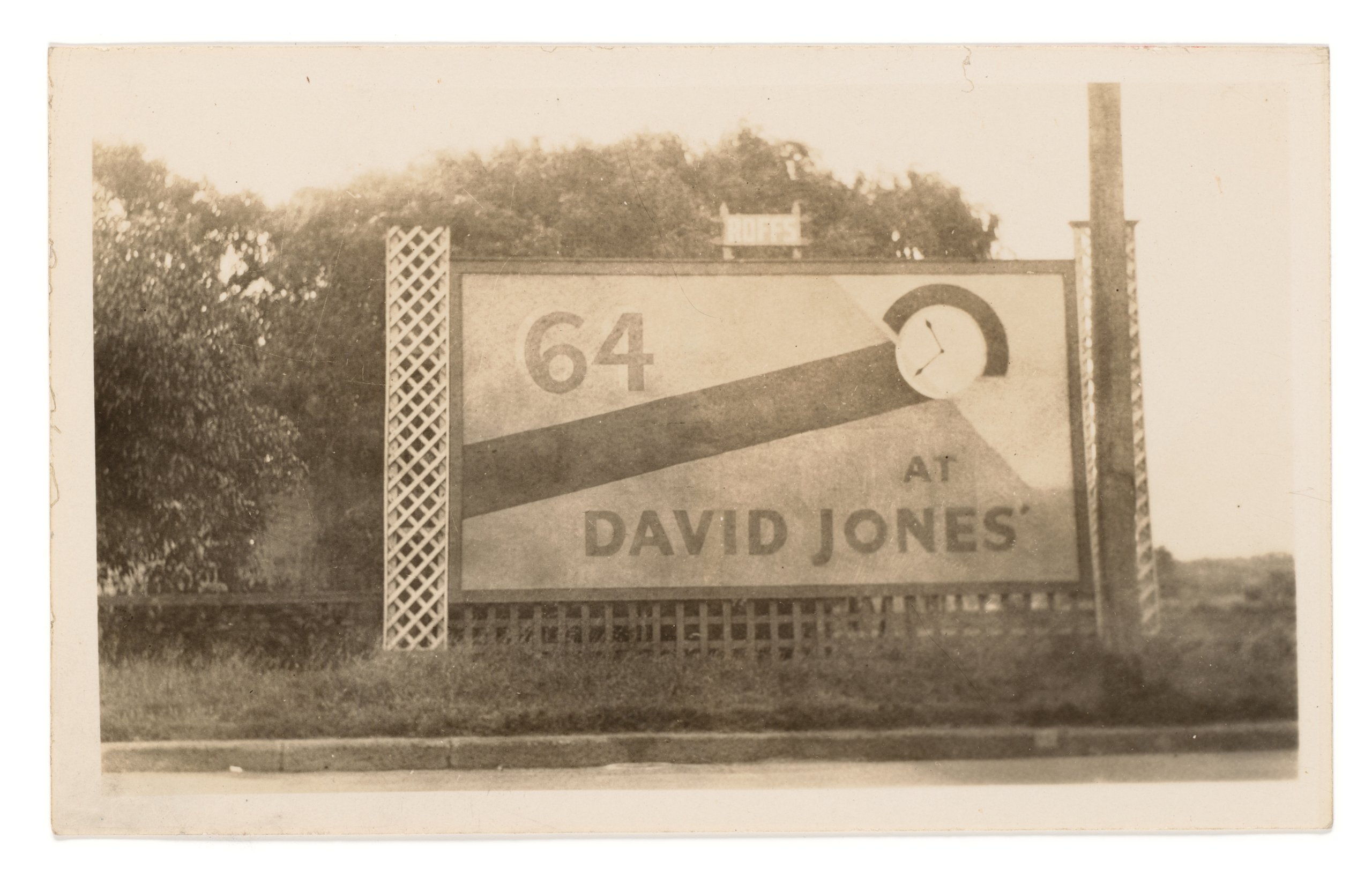 Photograph of advertising sign for David Jones designed by Rousel Studios