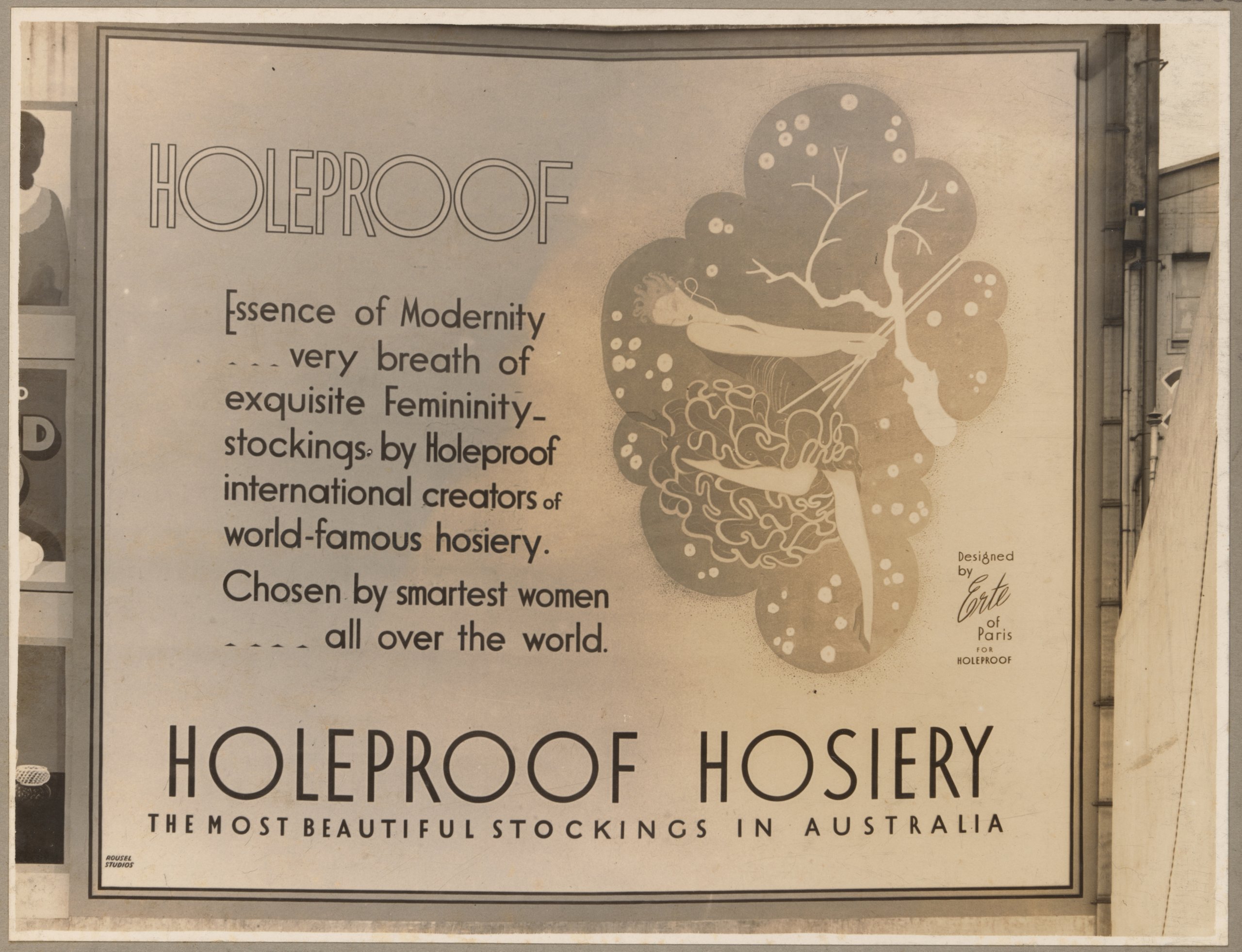 Photograph of advertising billboard for Holeproof Hosiery