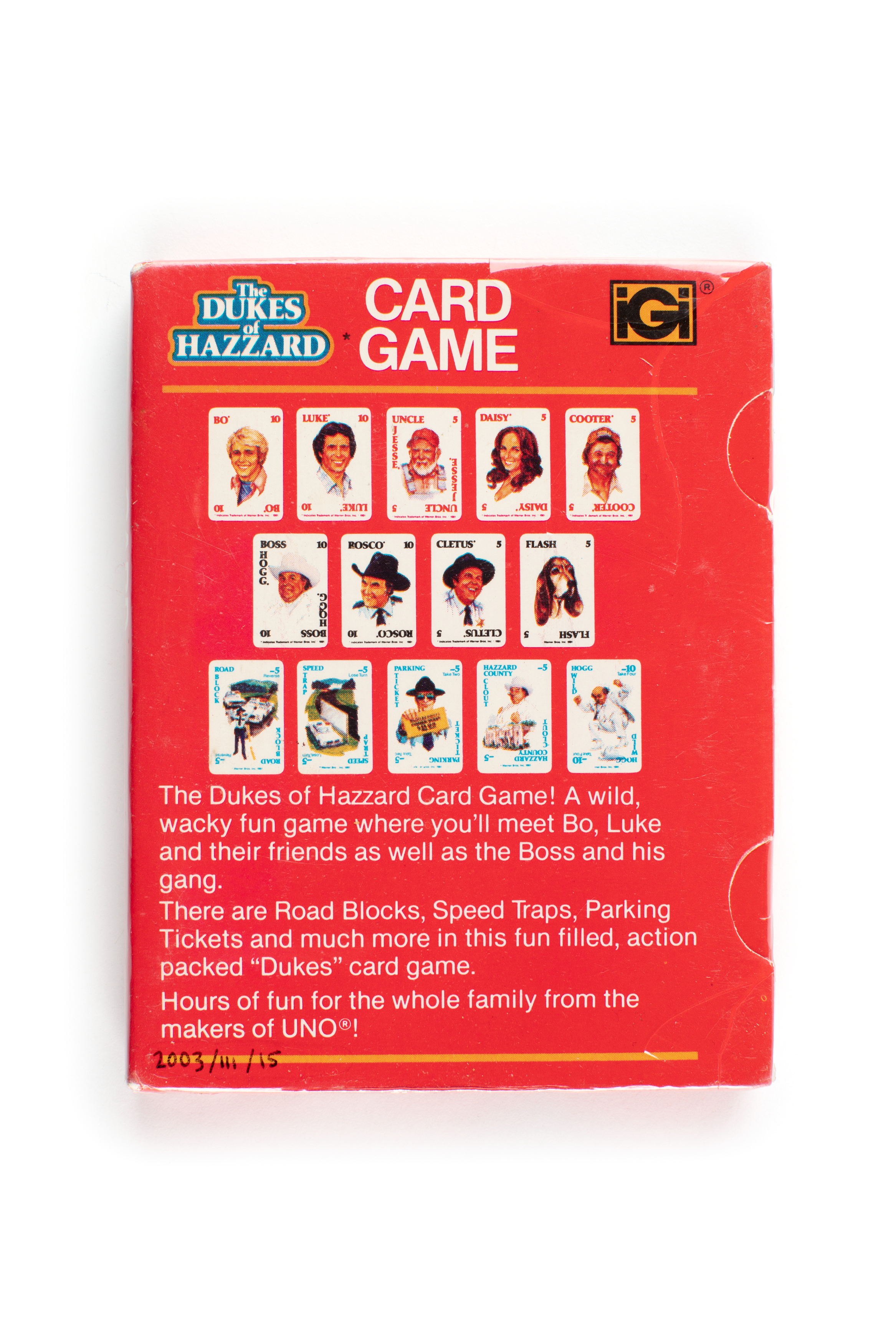 Playing cards from the TV show 'The Dukes of Hazzard'