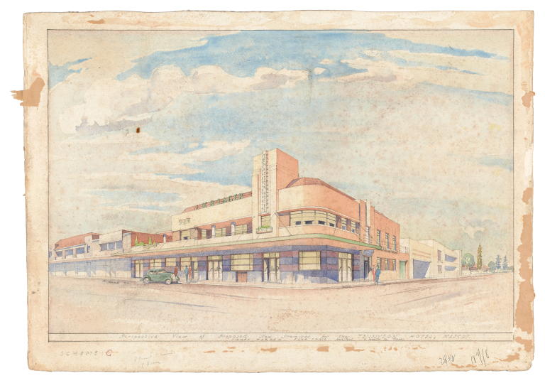 Architectural rendering of Tennyson Hotel, Mascot by Sidney Warden