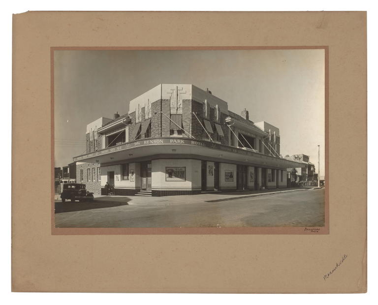 Photograph of Henson Park Hotel exterior, Marrickville by E A Bradford