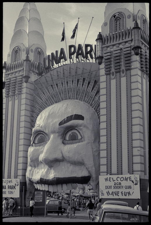Negative of Luna Park entrance photographed by David Mist