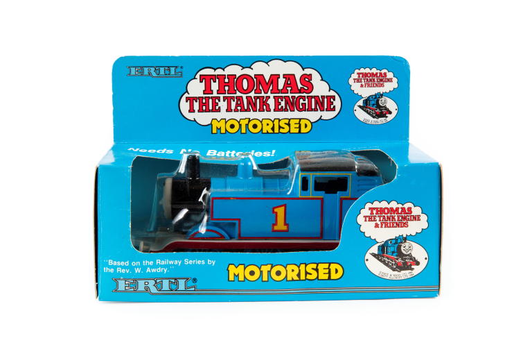'Thomas' toy train from the TV show 'Thomas the Tank Engine'