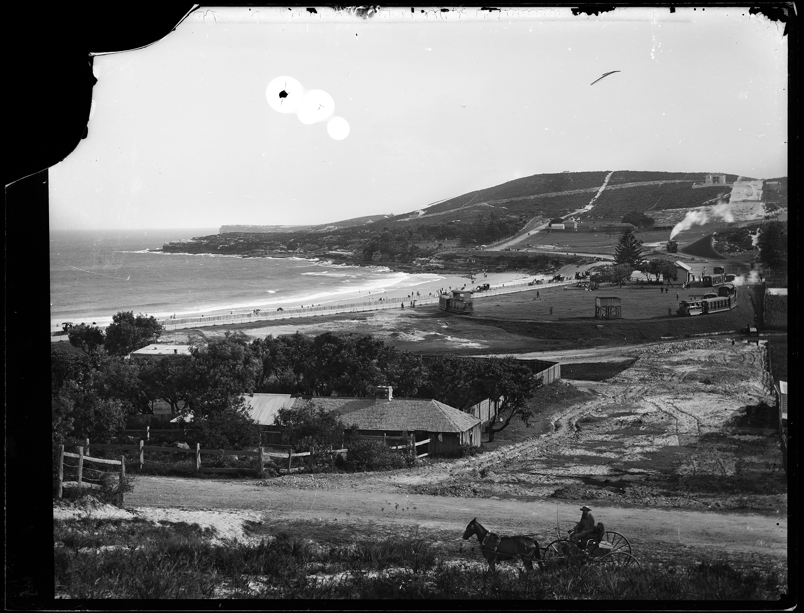 Glass plate negative of 'Coogee Bay' photographed by Henry King