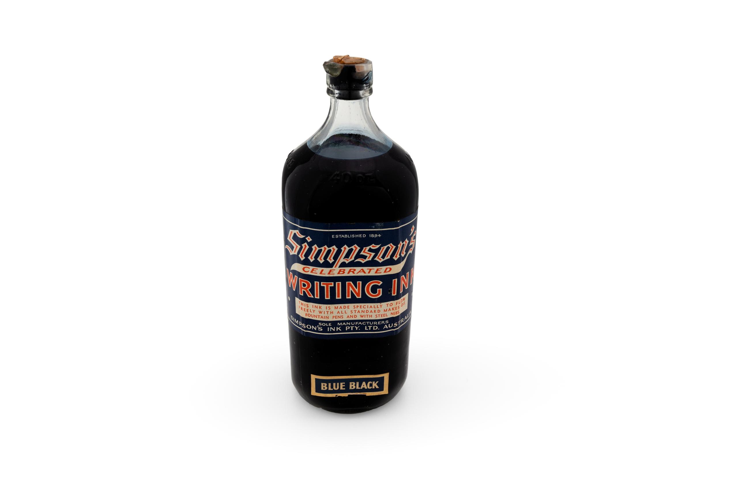 Powerhouse Collection - Simpson's Celebrated Writing Ink' in bottle,  1895-1960